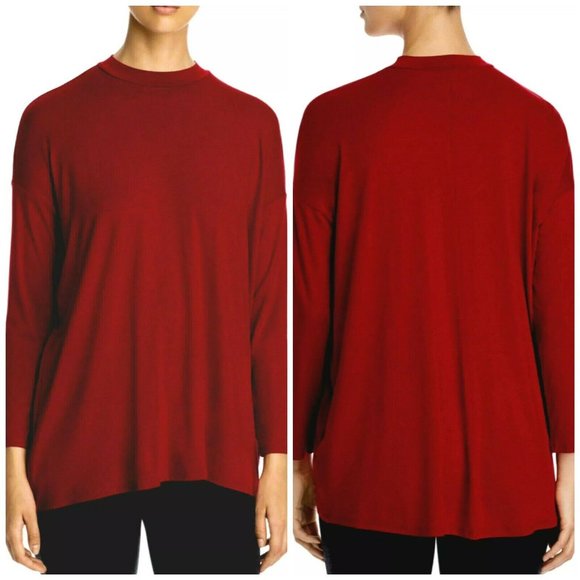 Eileen Fisher Mock Neck Lightweight Viscose Jersey - Picture 2 of 11